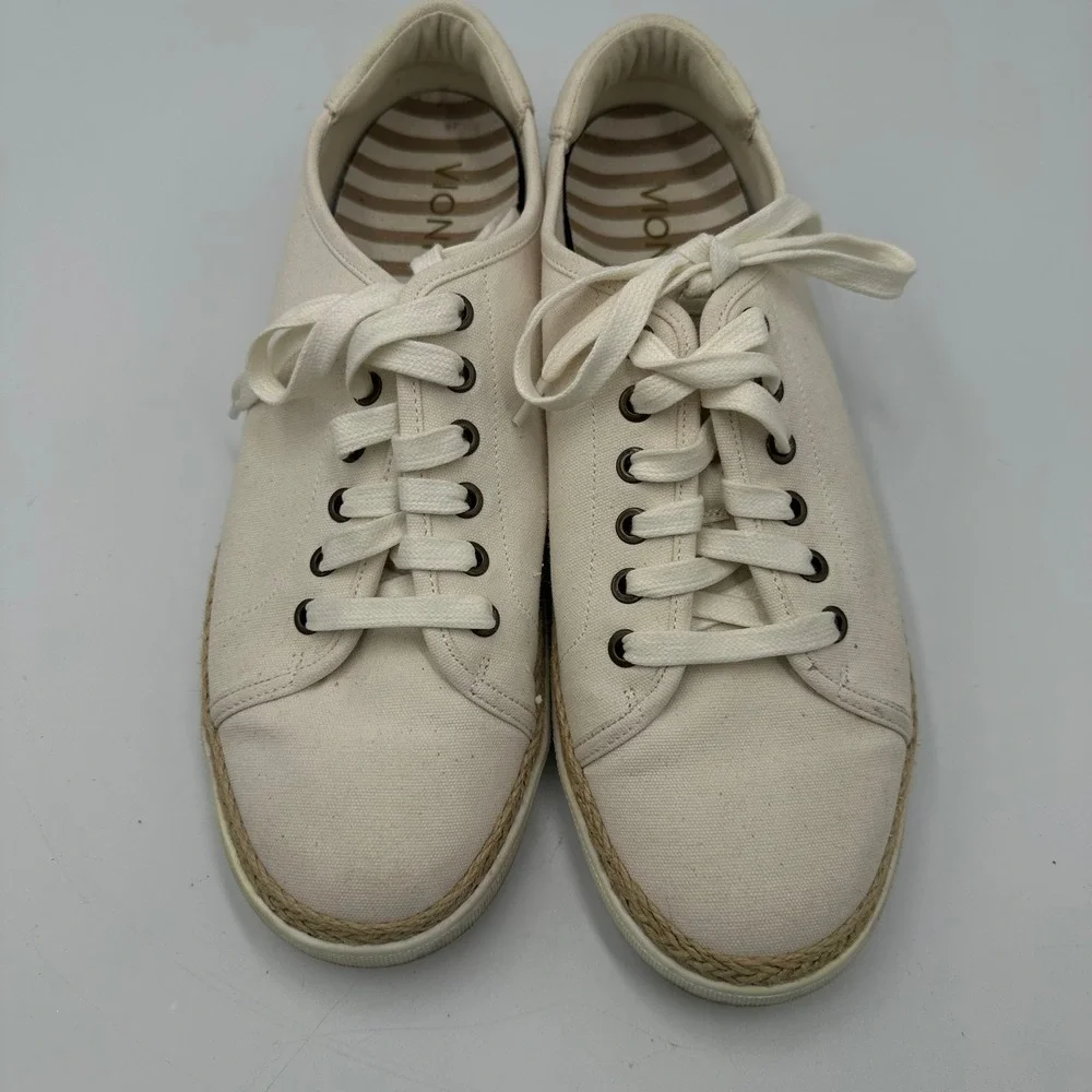 Vionic Hattie Sneakers Womens 11 Cream Canvas Espadrille Low Top Lace Up VS223